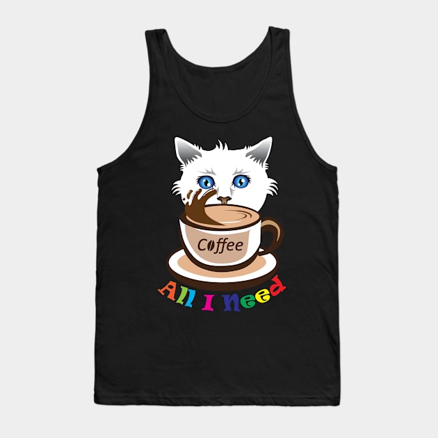 Cat and Coffee Tank Top by mounier